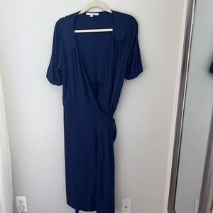 Boden Navy Blue Wrap Dress Short Sleeve‎ Career Casual Midi US 12R